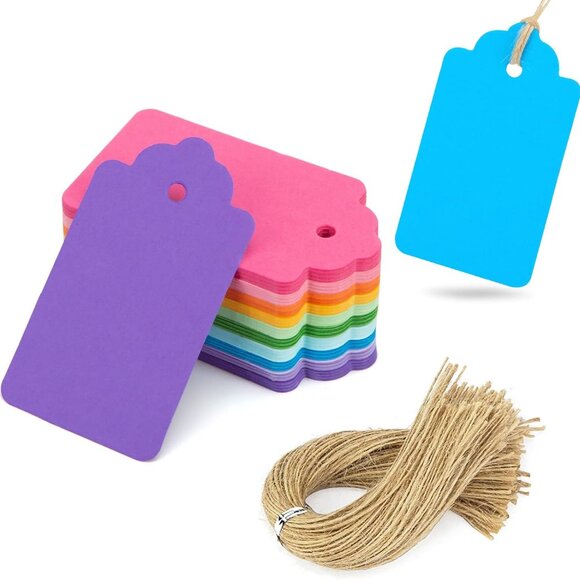 100 PCS Gift Tags with String Attached, 1.7x2.8 inch Colored Gift Tags for Prese - Picture 8 of 8